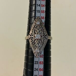 Sterling silver filigree ring with quartz accent stones sz. 9